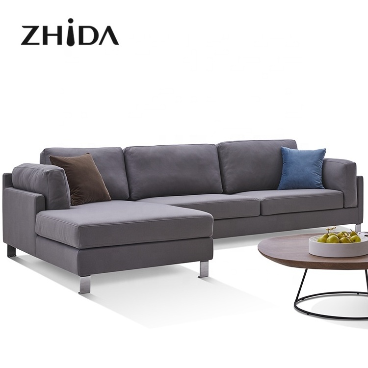 High quality Italy design sofaset home living room Foshan furniture sectionals L shape couch modern fabric sectional sofas