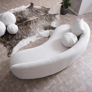 Zhida Modern Curved Sofa Set Furniture Fabric Round White Living Room Sofa Apartment Boucle Semi-circular Sofa