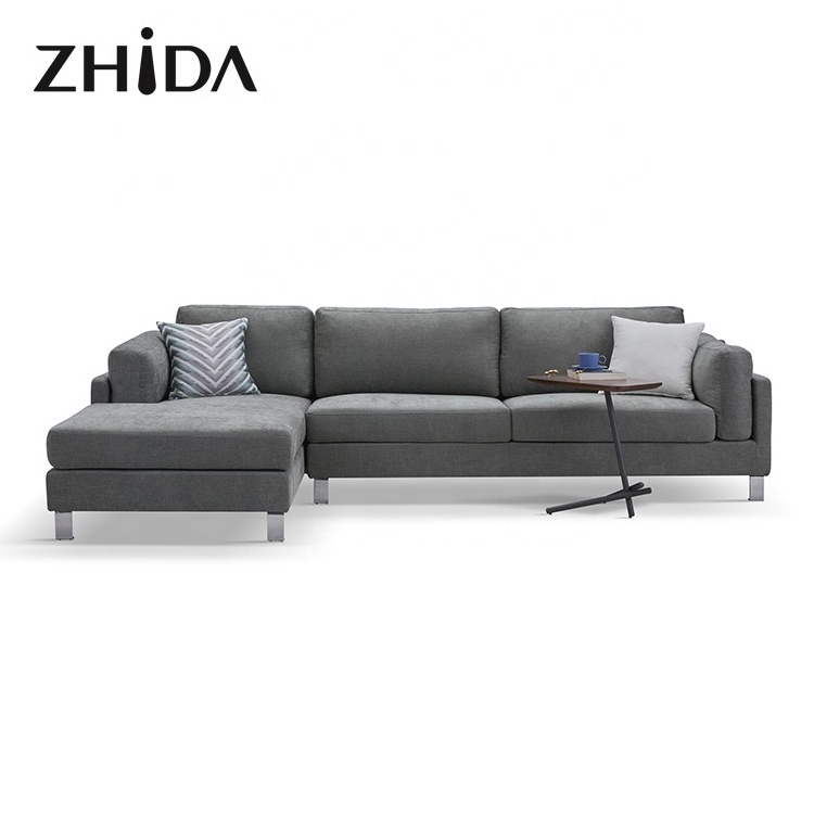 High quality Italy design sofaset home living room Foshan furniture sectionals L shape couch modern fabric sectional sofas