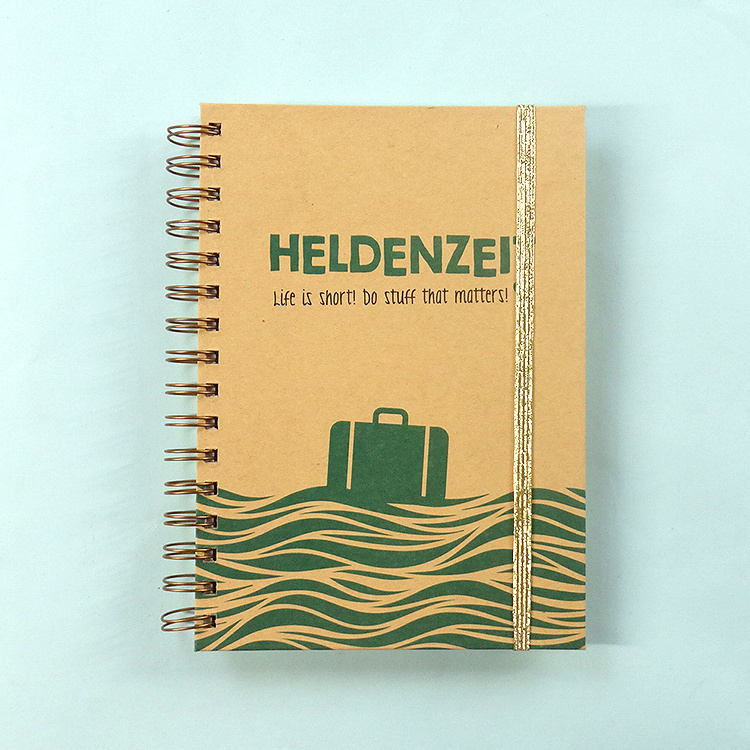 Best Quality Daily Planner Hardcover Kraft Notebook Bear Custom Spiral Notebook With Elastic Band And Colored Maker