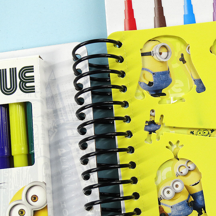 Cute Minion Spiral Drawing Sticker Toys Customized Color Book For Kids With Coloring Makers