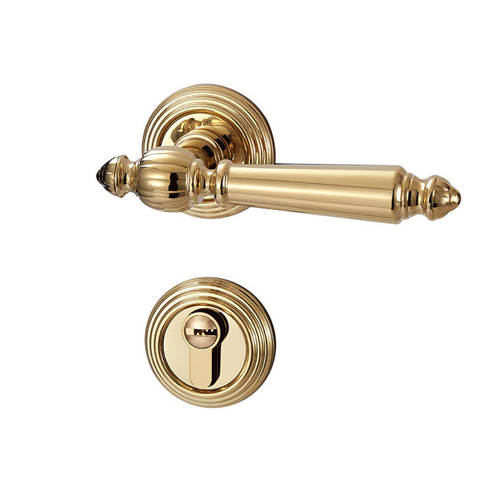 Luxury Indoor Household Door Handle Magnetic Mute Wooden Door Lock Golden Light Luxury Split Lock Set