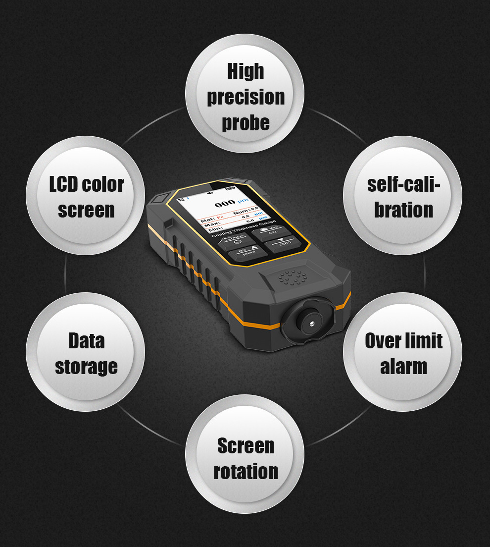 Lcd Display Coating Painting Fe Plating Thickness Gauge Digital Coating Thickness Car Painting Meter Paint Tester