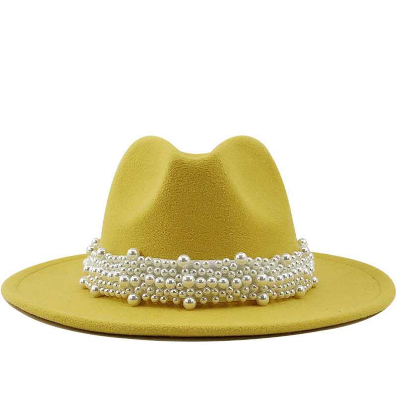 Fashion Autumn Winter Gold  sigma gamma rho Woolen Hat Fedora Hats Wholesale Women Wool Rabit Felt Hats With Pearls