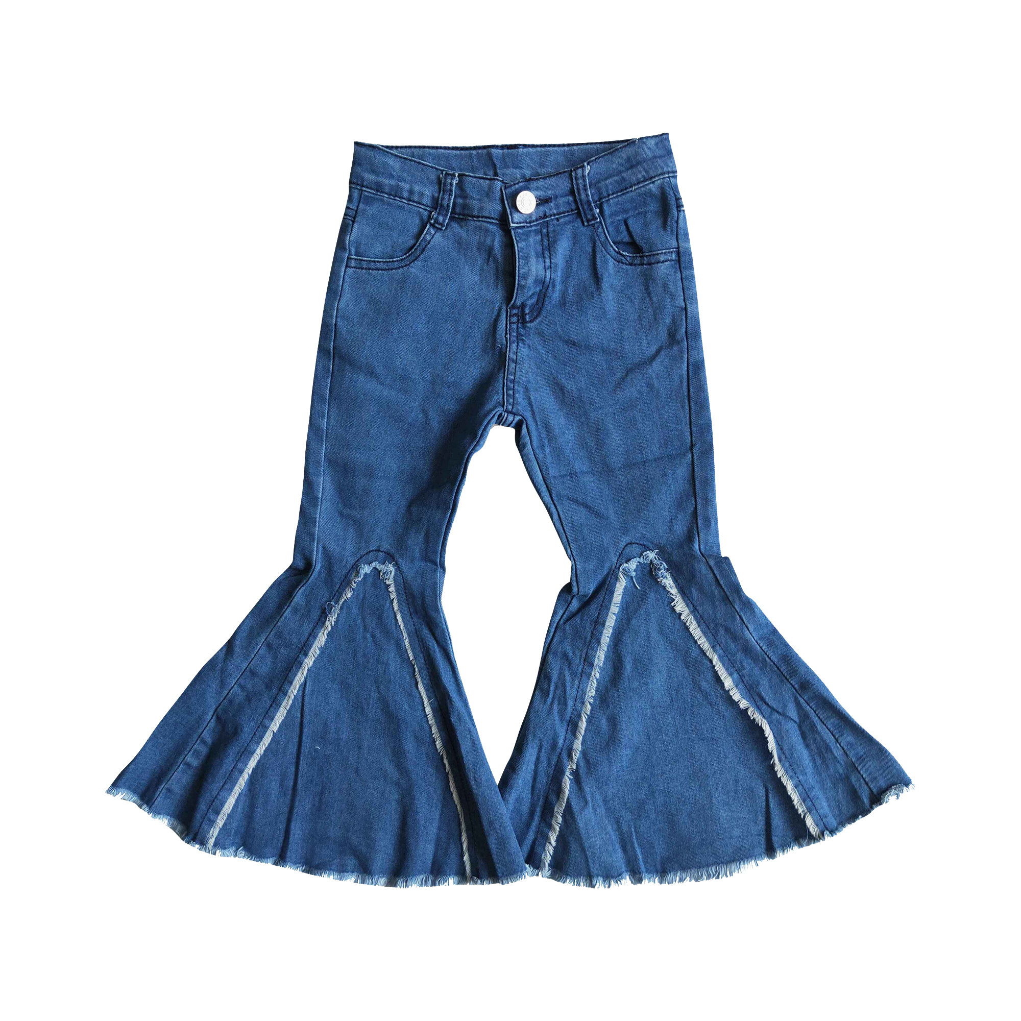 new  baby distressed ruffle jeans pants children girls soft denim pants kids adjustable denim pants baby girls bell bottoms