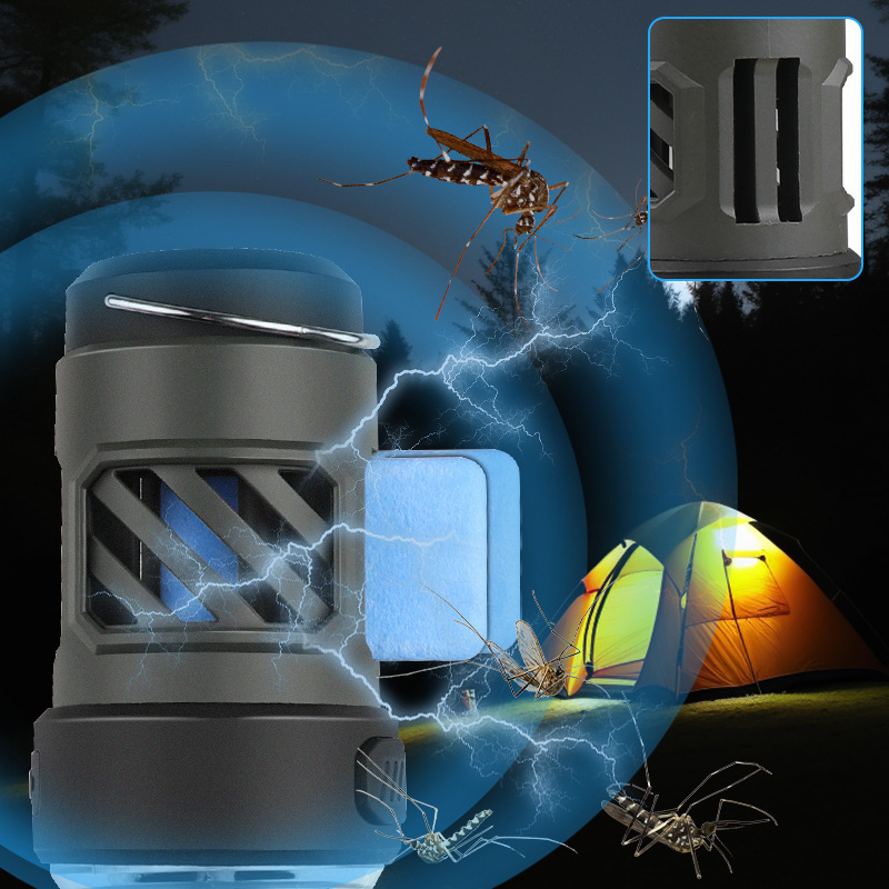 Portable 3 in 1 Multifunctional Double Screw Lighting Tent Light ABS Rechargeable Camping Lantern Mosquito Repellent Lamp for