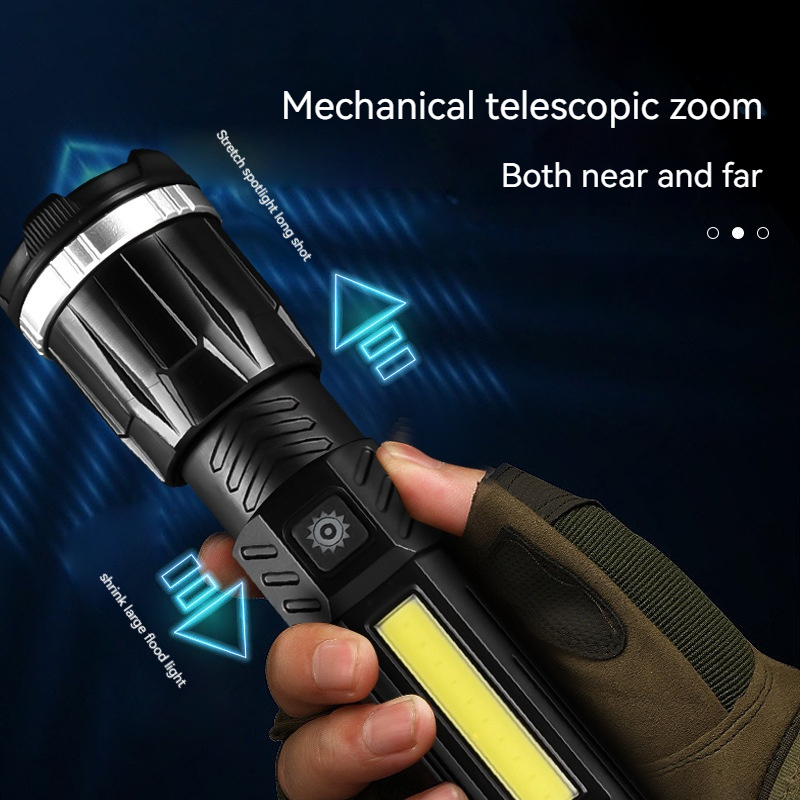 White laser strong light outdoor portable large capacity mobile power bank fast charging multi-function strong light flashlight