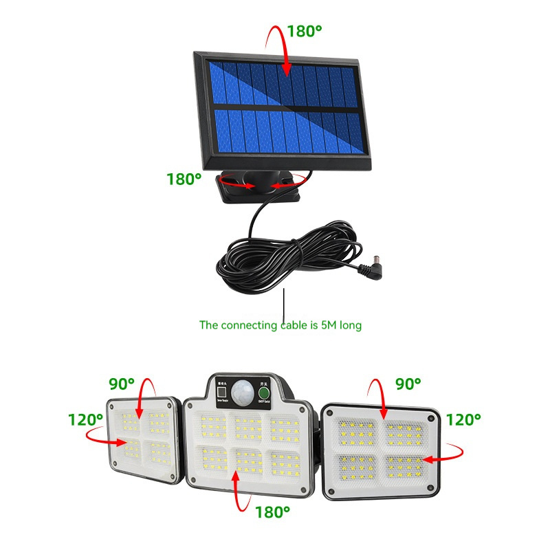 Led Wall Flood Solar Security Light Lamp Waterproof Solar Motion Sensor Light For garden yard garage