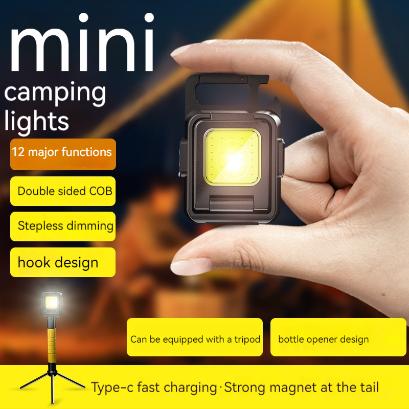 Mini Rechargeable Portable Pocket Key Chain Waterproof Magnetic COB Led Keychain Light Flashlight Camping Flashlights