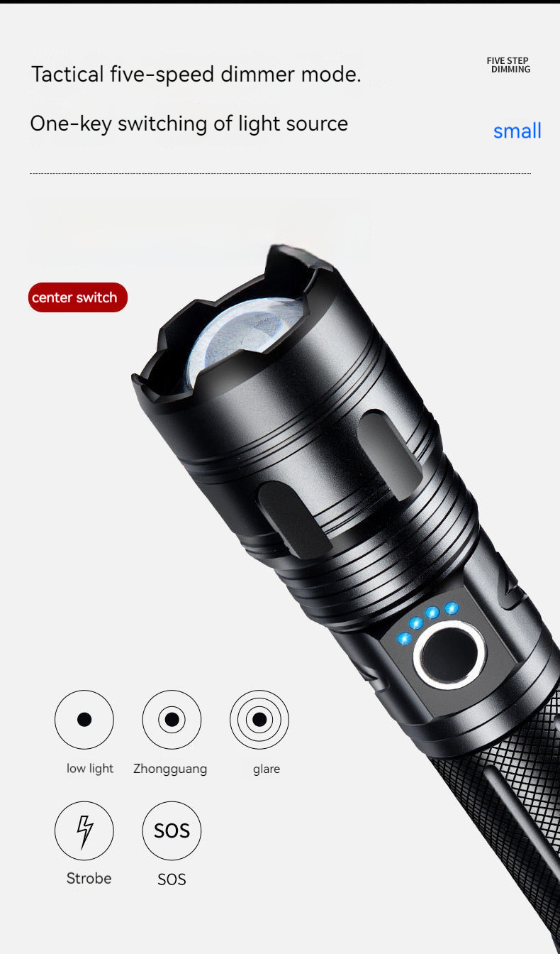 Tactical Flashlight USB C Rechargeable XHP70 XHP50 Led 12000 Lumens Waterproof 5 Modes Flashlight Hiking Emergency Flash Light