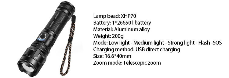 Tactical Flashlight USB C Rechargeable XHP70 XHP50 Led 12000 Lumens Waterproof 5 Modes Flashlight Hiking Emergency Flash Light