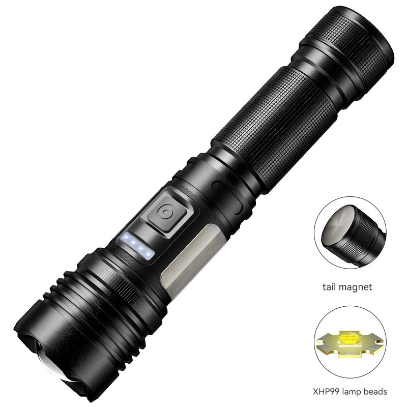 900000 High Lumens Super Bright FlashLight XHP99  7 Modes with COB Work Light Powerful Handheld LED Flashlights for Camping