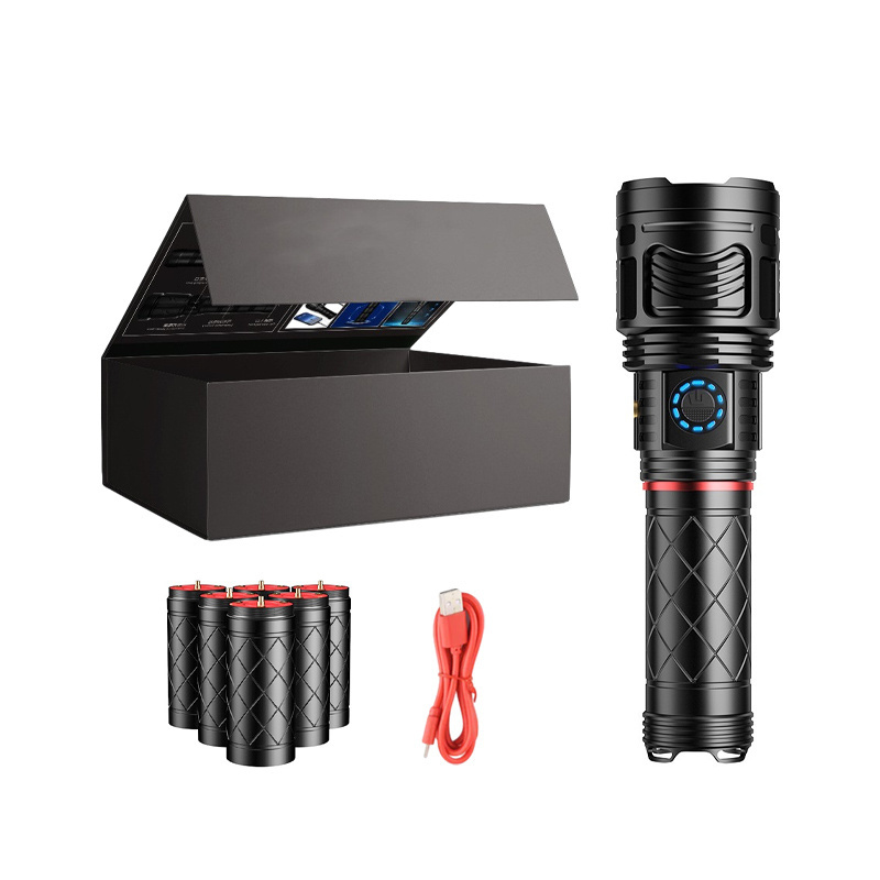 High Power 3000LM IPX4 Type-c 18650 Battery Led Solar Flashlights & Torches Zoomable Flashlight