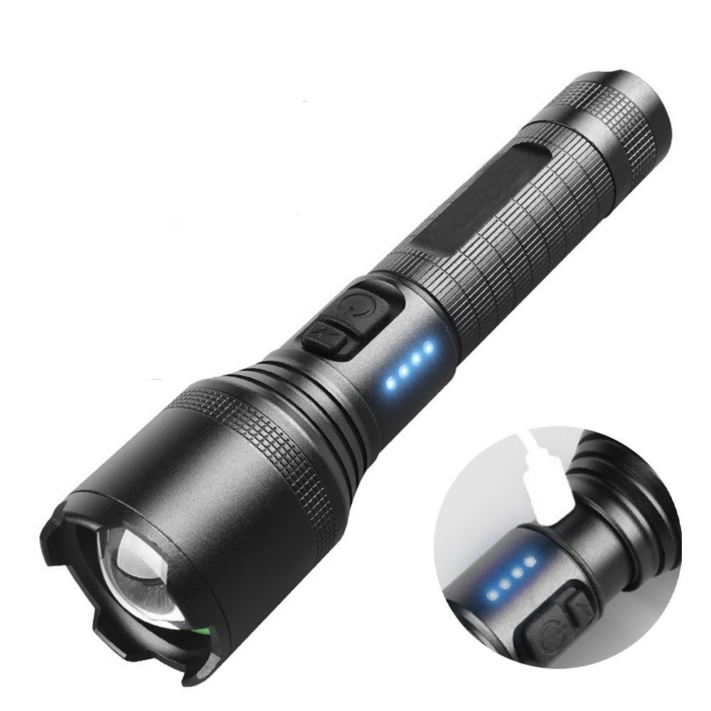 XHP60 High Brightness LED Flashlight USB Rechargeable Aluminum Alloy Zoom Tactical Flashlight