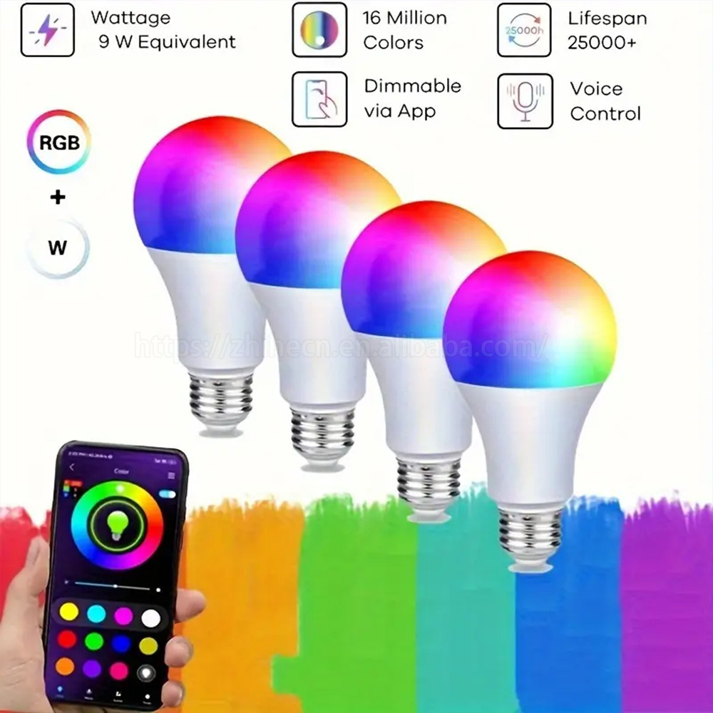 Home Smart Dimmable Bulb RGBCW E26 E27 B22 LED WIFI Light Bulb 7W 9W WiFi Smart Lamp Bulb