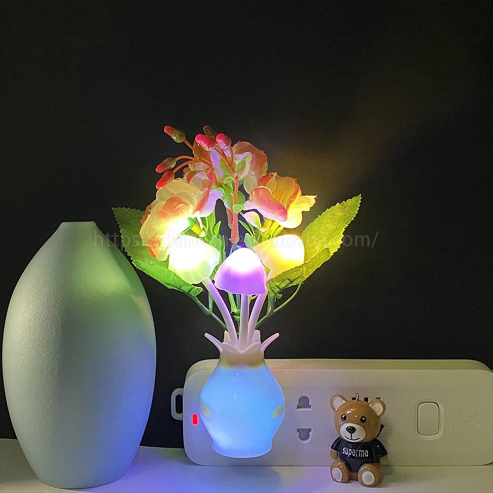 Bedroom Bedside Light Sensor Control Led Plug In Led Rose Flower Rgb Lights Wall Night Light