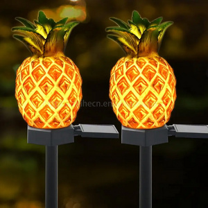 New Design Outdoor IP65 Waterproof Pineapple Cactus Resin Decorative Solar Power Garden Lawn Light for Garden Decoration