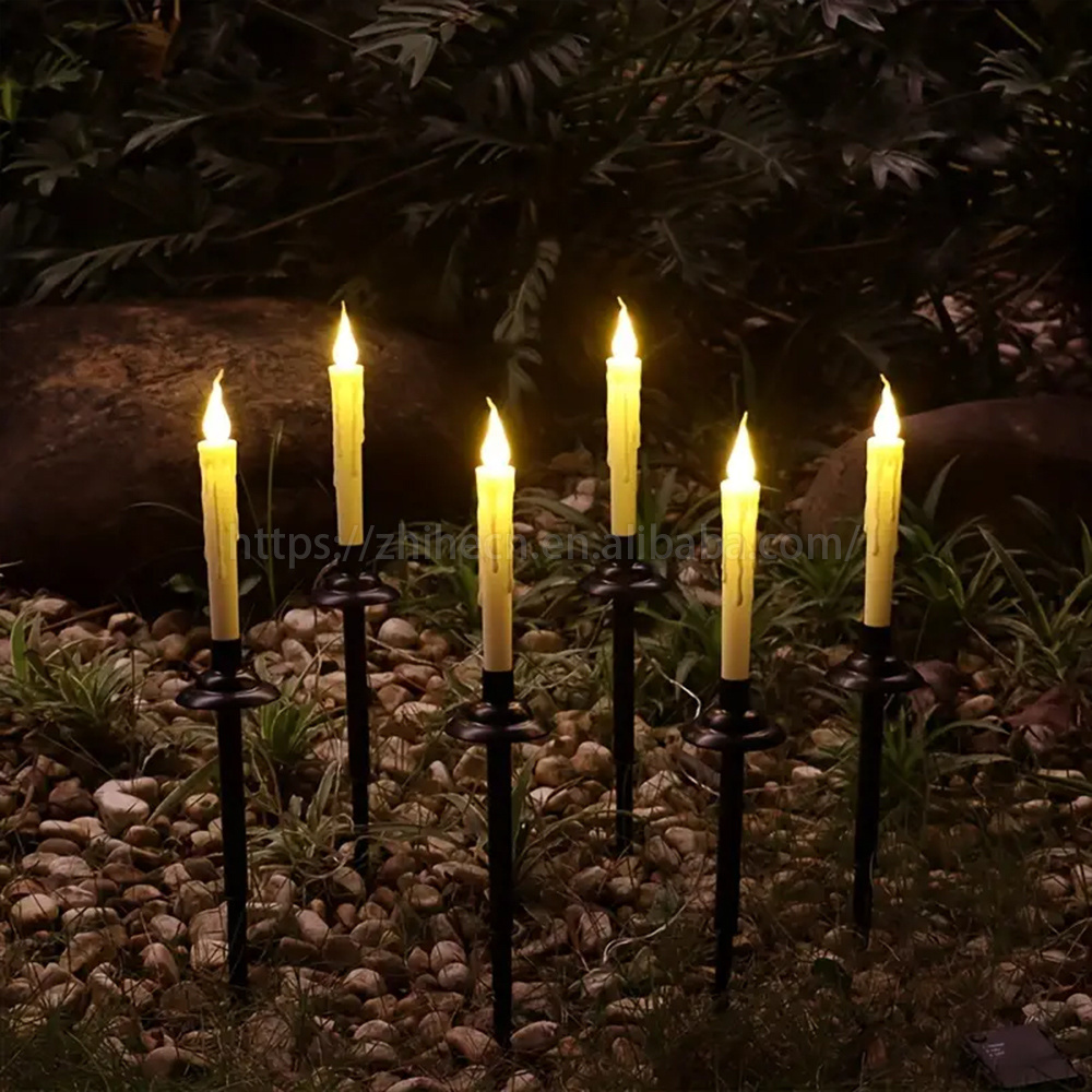 Halloween Christmas Outdoor IP65 Waterproof Candle Light Resin Decorative Solar Power Garden Lights for Garden Decoration