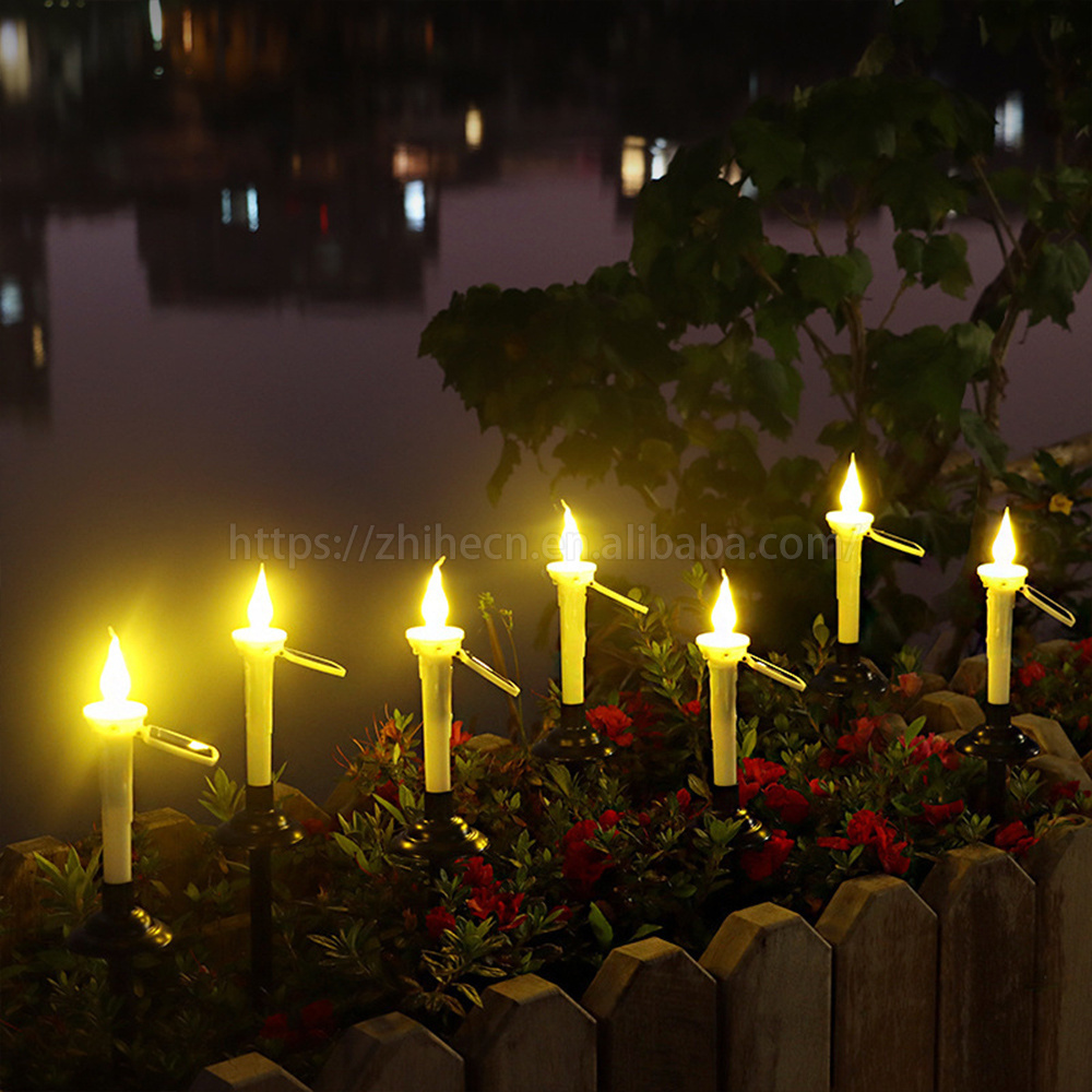 Halloween Christmas Outdoor IP65 Waterproof Candle Light Resin Decorative Solar Power Garden Lights for Garden Decoration