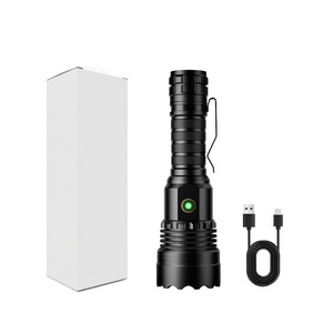 High Power Long Range Flashlight Aluminum Alloy Zoom 21700 Rechargeable Battery Type-C Charging Camping Torch With Clip