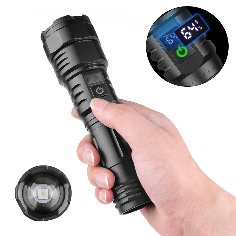 10000 lumen Zoom LED Metal Waterproof Torch Light Tactical linterna USB-C Rechargeable Long Range XHP70 Powerful LED Flashlight