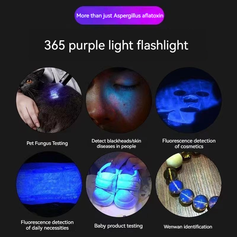 365nm Led Mini Ultraviolet Pen Blacklight Lamp Portable Detector Torch  UV Flashlight