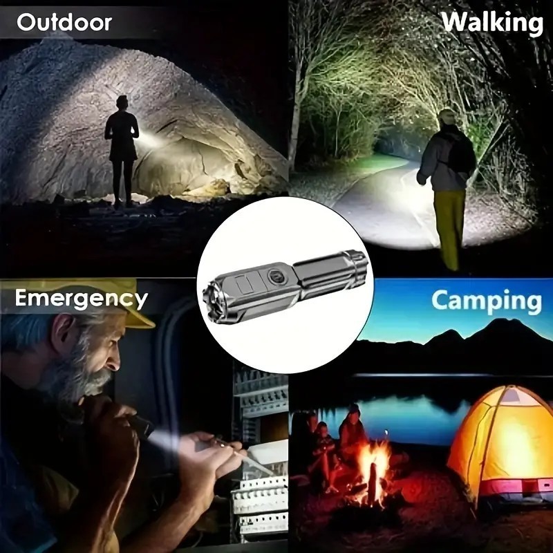 Portable, Multi-Functional, Telescopic Zoom  Ultra Bright Flashlight Abs Strong Light Focusing Led  Flashlight