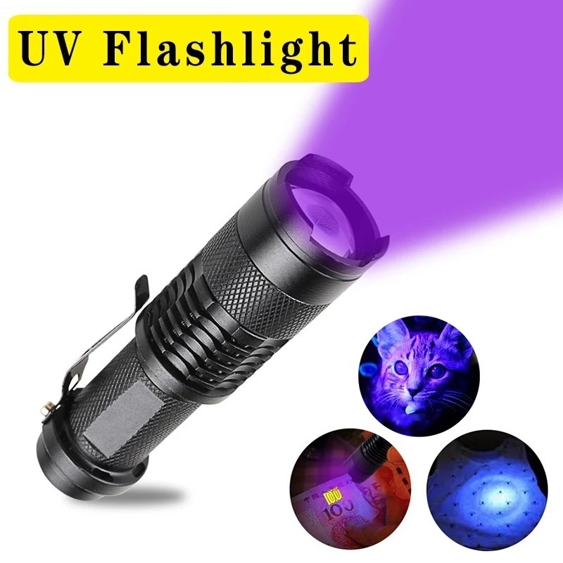 Fluorescent Adjustable Zoom Focus Torch Lamp UV 395NM Mini Led Torch Uv Pocket Led Flashlight