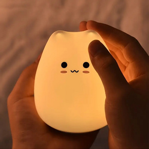 LED Cute Cat Night Light 7 Colorful Battery Silicone Soft Kid Bedside decorate light Baby Nursery Cartoon Lamp