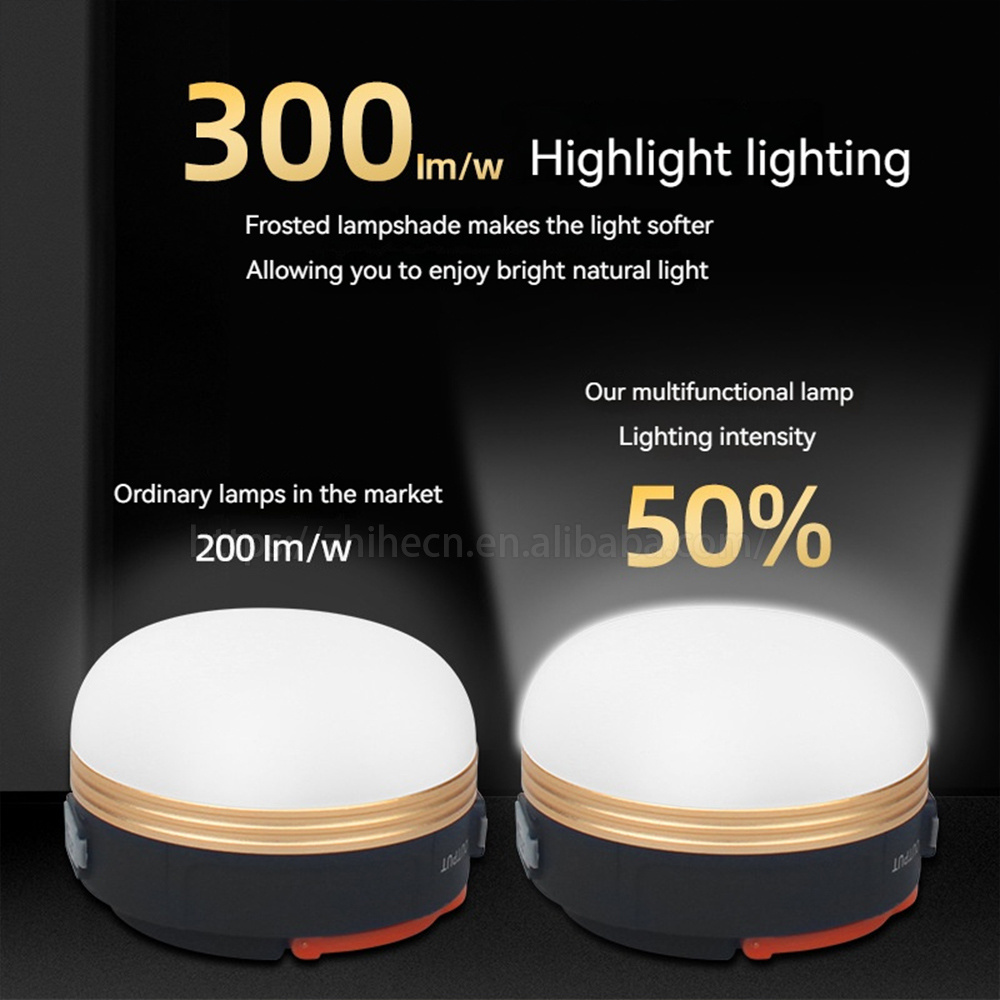 Fishing Outdoor 3 LED Magnet Power Bank Warning Lamp ABS Rechargeable Mini Camping Lantern for Outdoor Use Tent Light