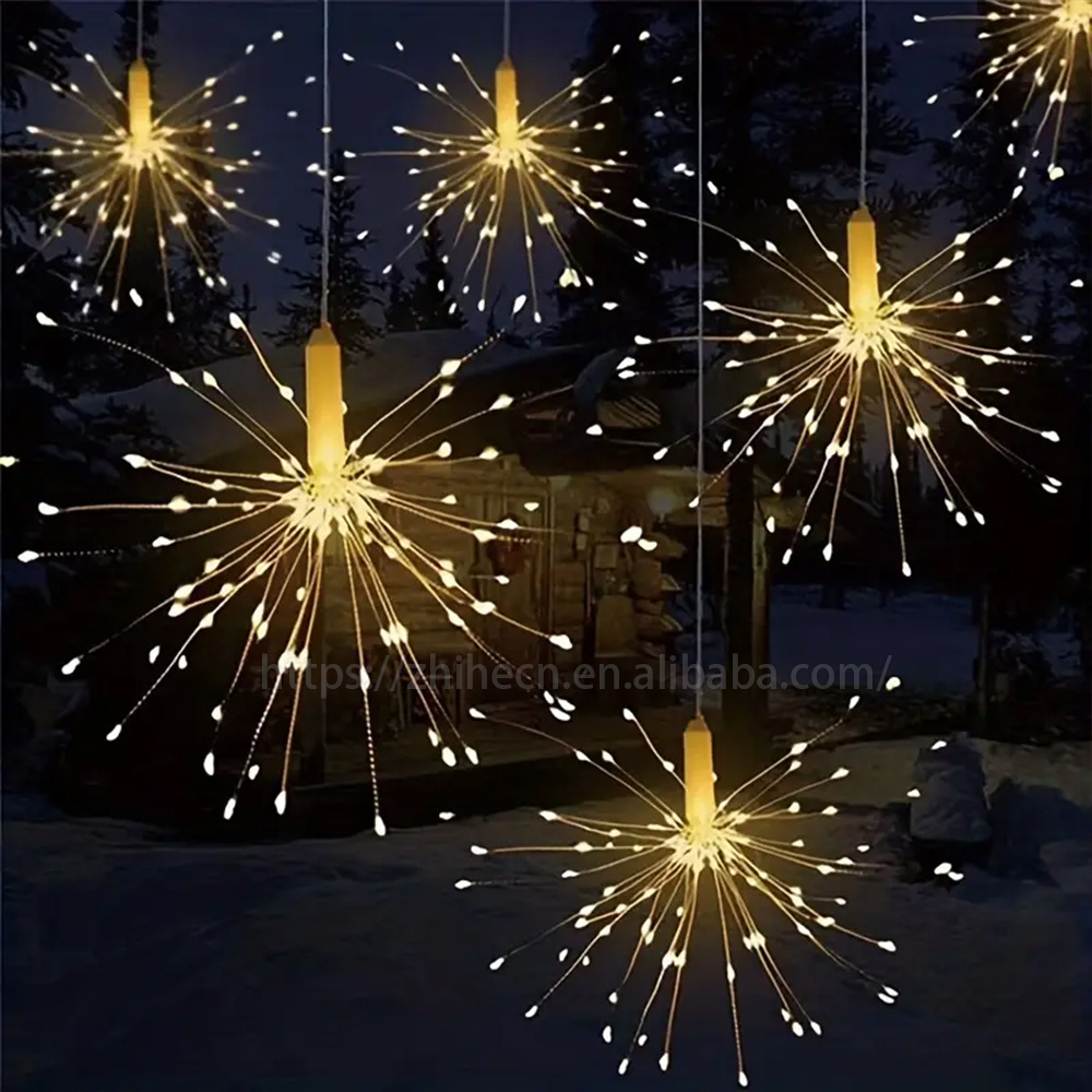 New IP44 Waterproof Starburst Firework Acrylic LED Decorative Solar Power String Light for Garden Decoration Holiday