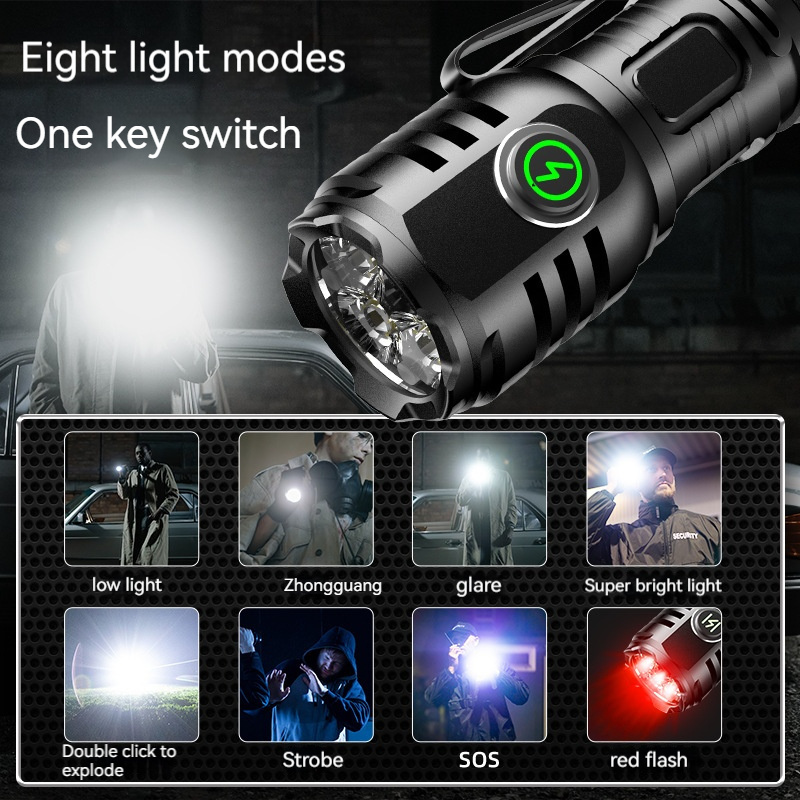 High Quality Mini Portable Telescopic Zoom High Bright Long Range Flashlight Aluminum USB Rechargeable Flashlight