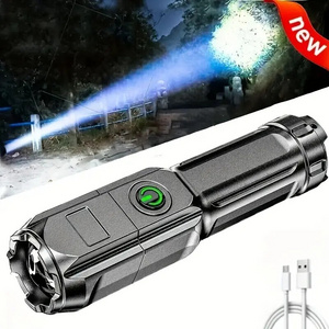 Portable, Multi-Functional, Telescopic Zoom  Ultra Bright Flashlight Abs Strong Light Focusing Led  Flashlight