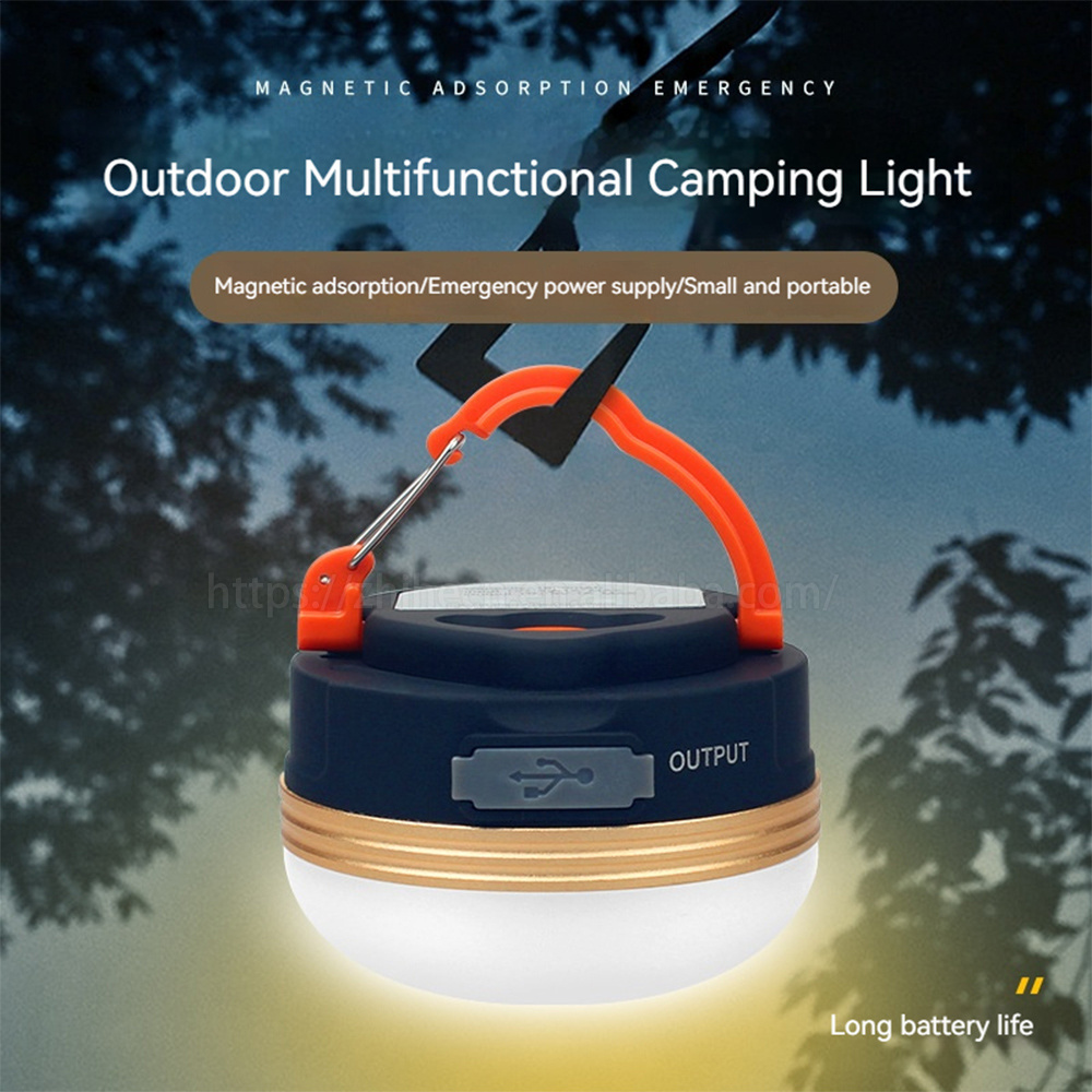 Fishing Outdoor 3 LED Magnet Power Bank Warning Lamp ABS Rechargeable Mini Camping Lantern for Outdoor Use Tent Light