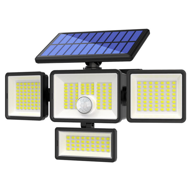 Solar LED Motion Sensor Lights Outdoor Wall Security Lamp Waterproof Adjustable Head Garden Lighting with Remote