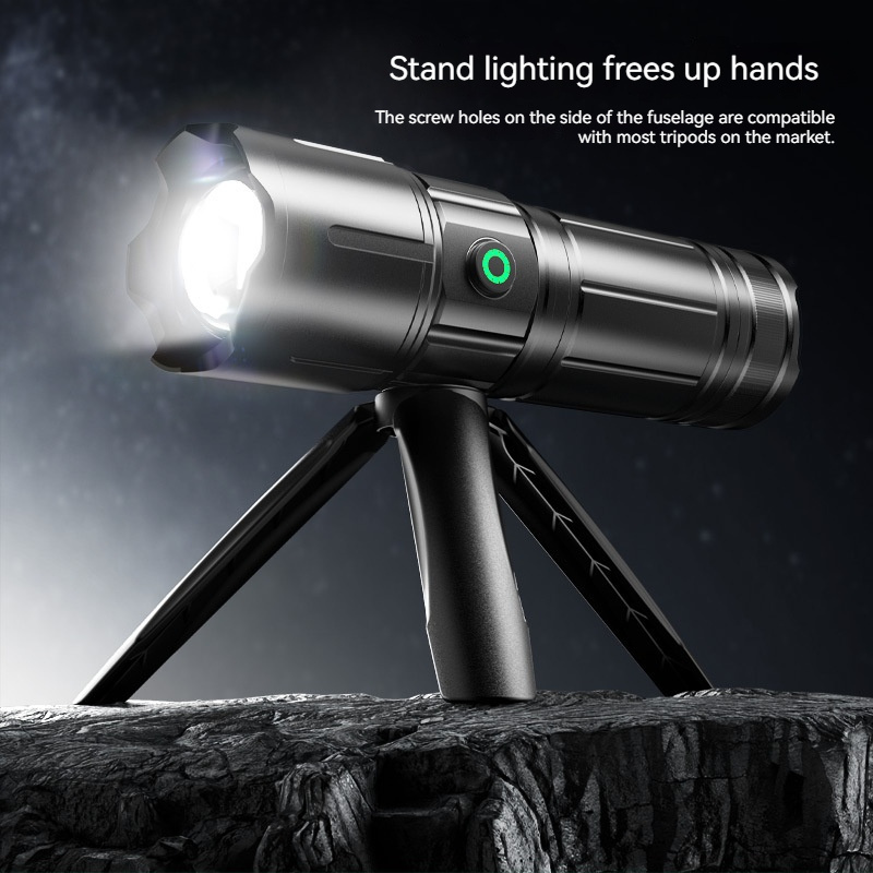 White Laser  Super Bright Long Range Strong Light Torch Lamp Multifunction Display LED Emergency Strong Light Flashlight