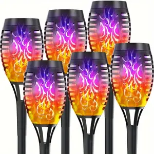 Hot Selling Decoration Night Lamp Waterproof Colorful 12 Leds Solar Garden Flame Light For Landscape Lawn