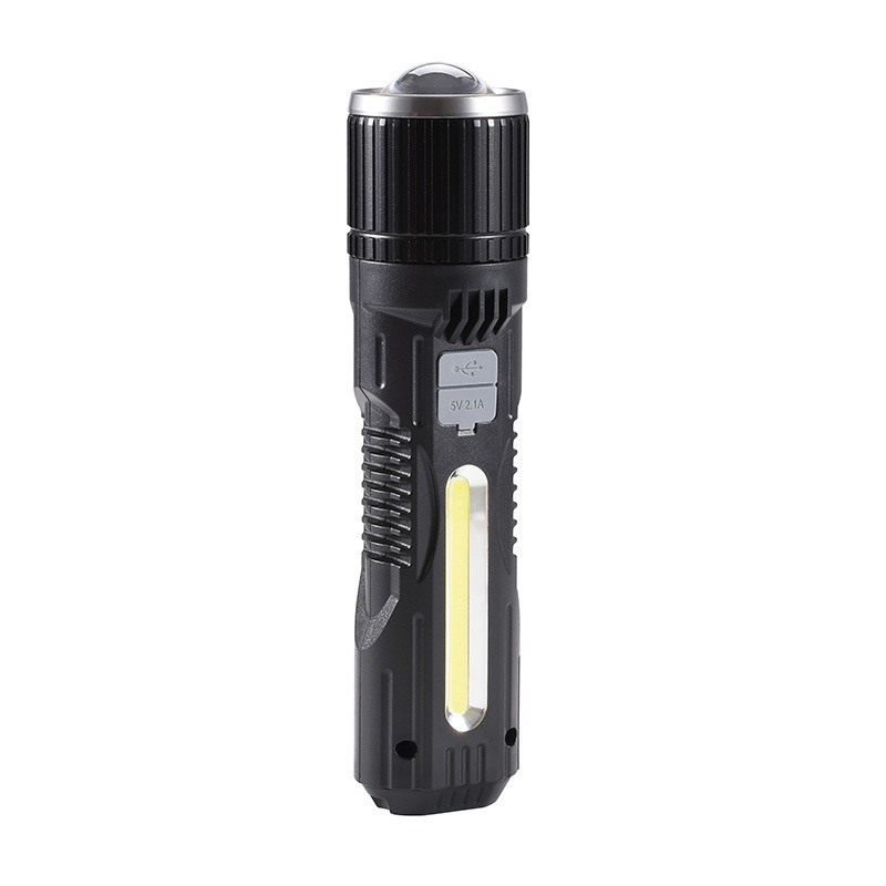 Portable cob Adventure Flashlight USB Charging 1500 Lumen aluminum Zoom Flashlight  For Fishing Camping