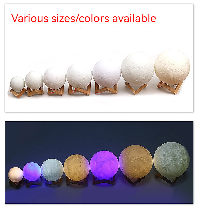 Smart Touch 3D Custom Diy Printing Photo Led Full Moon Globe Night Light 16 Color Changing Rgb Galaxy Lunar Lamp For Room