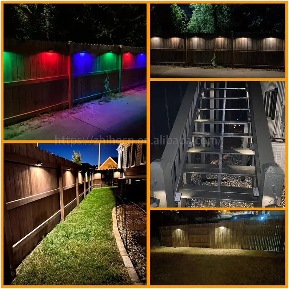 New Design Outdoor IP65 Waterproof long-term 4 leds 10 modes Decorative Solar Power Fence Lights for Garden Decoration