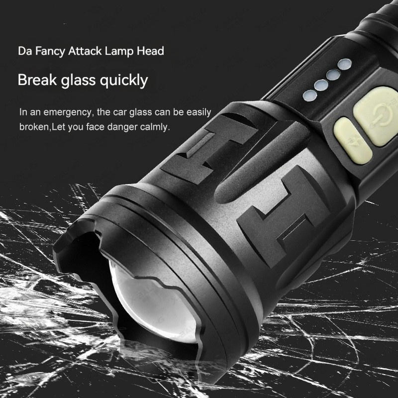 Strong light flashlight LED aluminum alloy flashlight rechargeable zoom flashlight