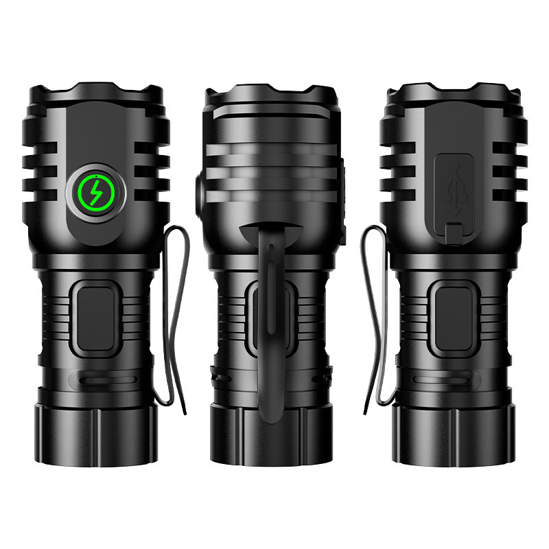 High Quality Mini Portable Telescopic Zoom High Bright Long Range Flashlight Aluminum USB Rechargeable Flashlight