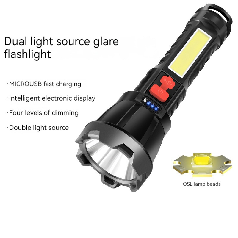 USB Rechargeable Super Bright Pocket-Sized 4 Modes Handheld LED Flashlight for Camping Hiking Outdoor Emergency