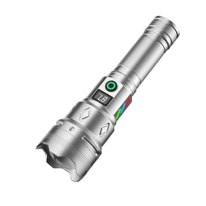 High Power 30W white lazer light Focusing Long Range Telescopic Type-C rechargeable usb Output led torch light flashlights