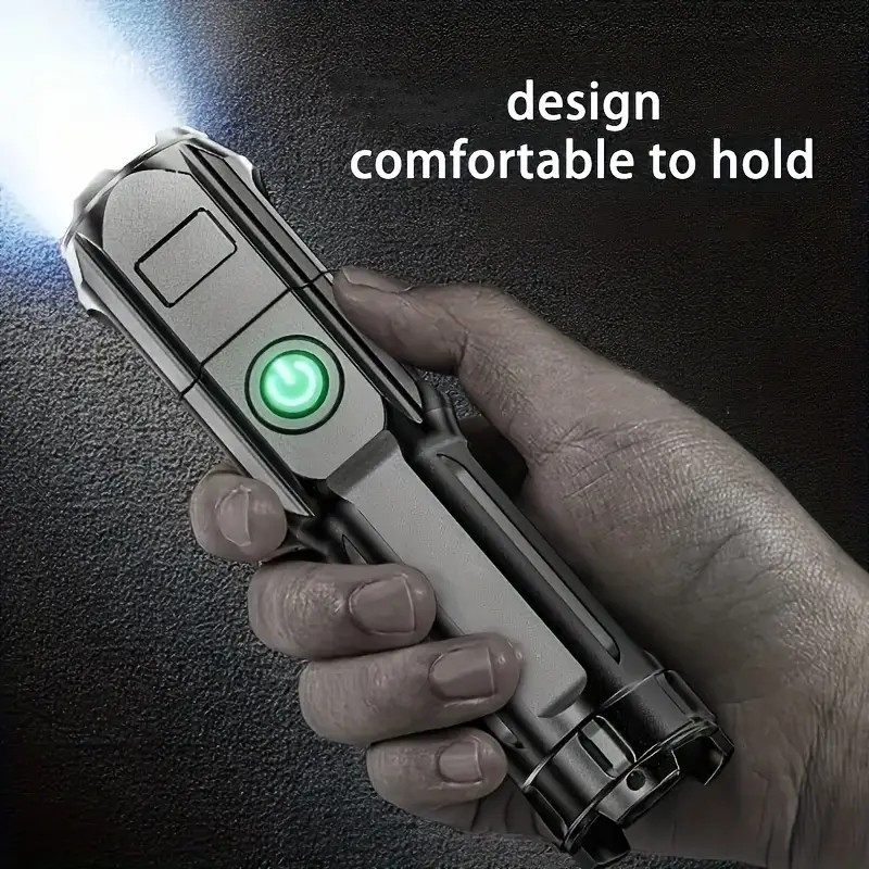 Portable, Multi-Functional, Telescopic Zoom  Ultra Bright Flashlight Abs Strong Light Focusing Led  Flashlight