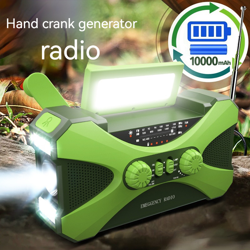 10000mAh Hand Crank Generator Solar Power Bank Dynamo AM FM WB Radio With Led Torch For Outdoor Camping