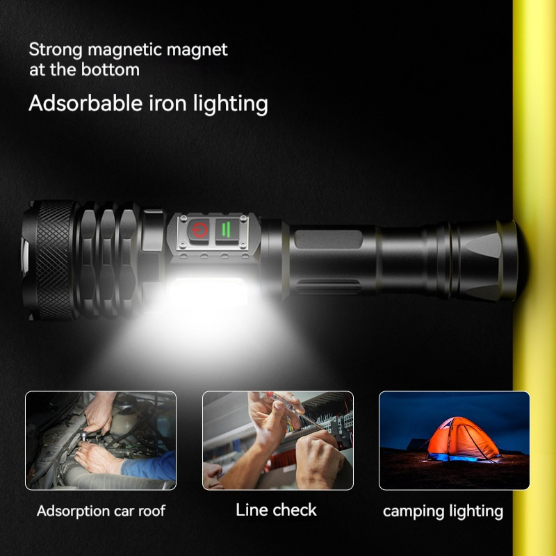 High-brightness Cob Side Light 21700 Strong Magnet Flashlight Double Switch Type-C Rechargeable Flashlight