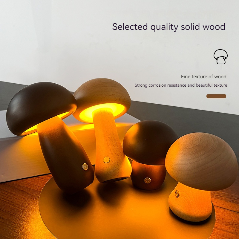 Hot Sale Mushroom Decorative Night Light Acrylic Mood Lamp Led Wooden Light With Touch Switch