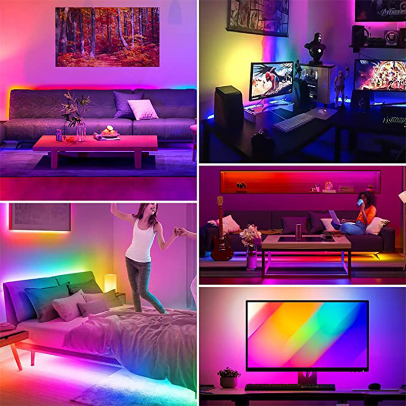 3.24-98.4ft  Led Lights 24-Key Remote & APP Control Music Sync with Color Changing Smart RGB Led Strip Lights  for Party