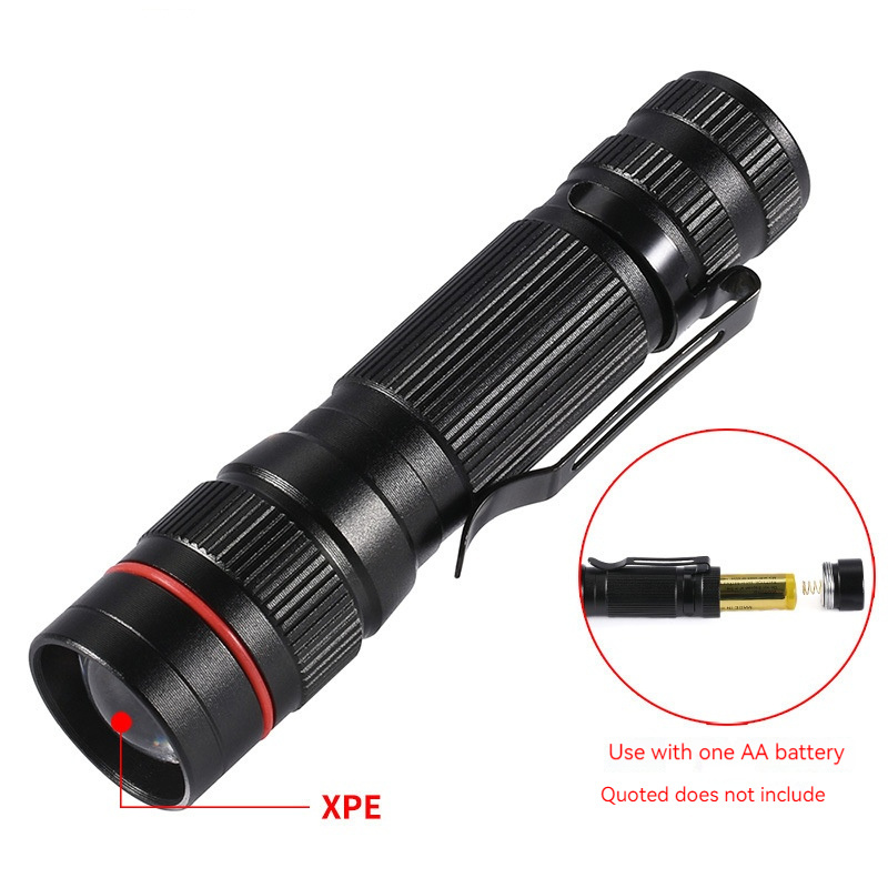 OEM Super Xpe Q5 Flashlight Portable Zoomable Edc Torch Mini Led Flashlight With Pen Holder